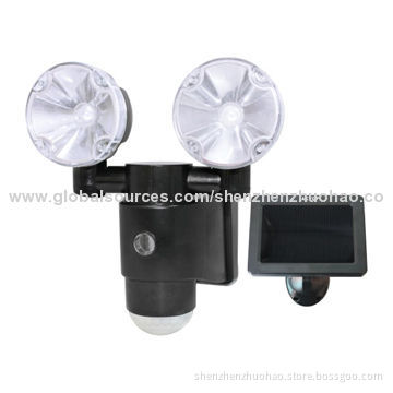 China PIR Security Solar Garden White LED Light w/ Alarm Function, 5.5V DC/1A Power Adapter